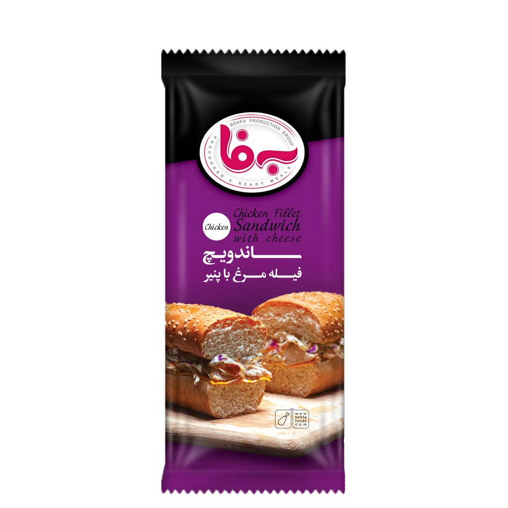 بسته&zwnj;بندی ساندویچ فیله مرغ با پنیر به فا