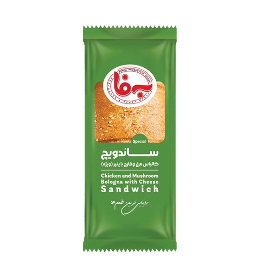 ساندویچ ژامبون قارچ و مرغ با پنیر
